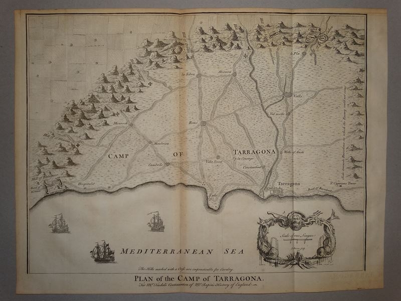 Mapa del Puerto de Tarragona (España), 1747. Basire/ Tindal y Rapin